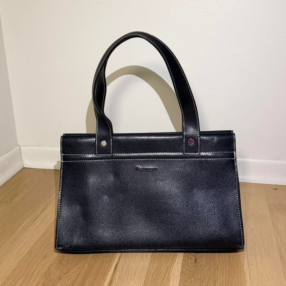 Burberry Black Leather Tote Bag | Minimal Vintage Shoulder Bag
